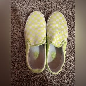 Neon green checkered vans